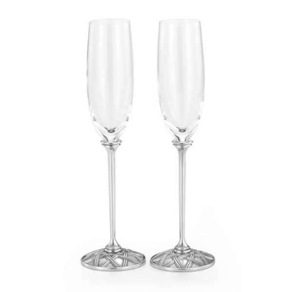 Wicker Champagne Flute Pair