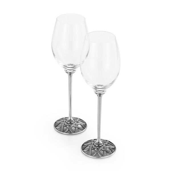 Wicker White Wine Glass Pair